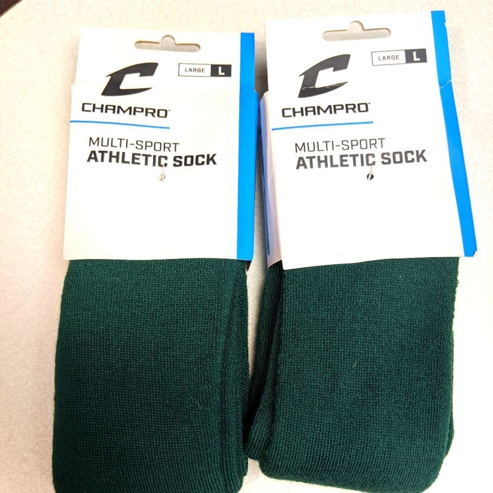 Champro Multi-Sport Athletic socks, green, size L (9-12) TWO PACKS